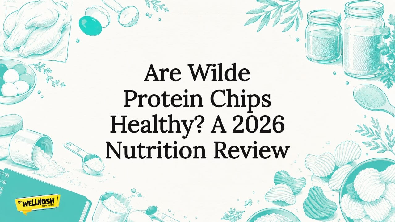 Decorative title card with protein chip ingredients