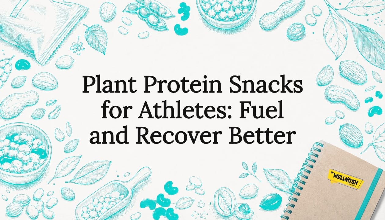 Decorative title card with botanical snack illustrations