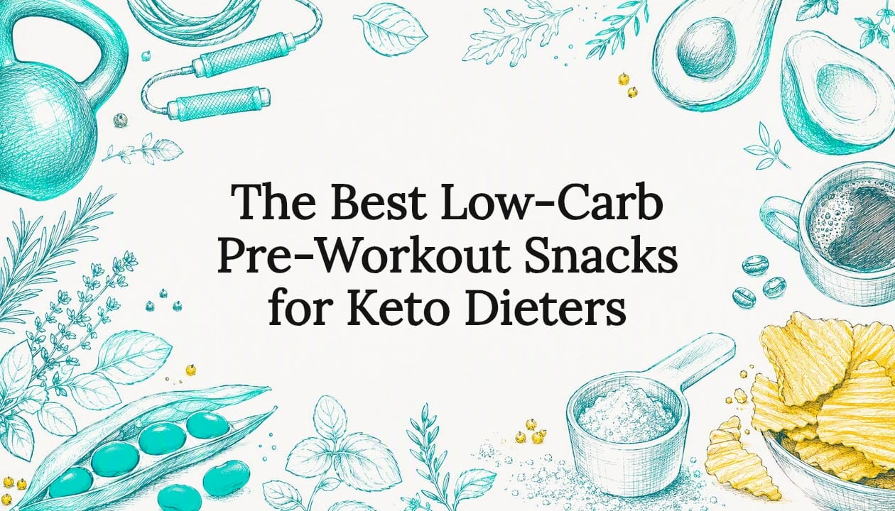 Decorative title card illustration for keto workout snacks