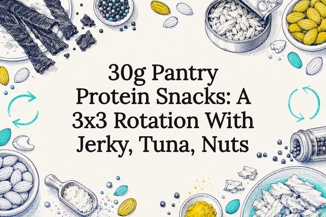 Decorative pantry protein snack title card