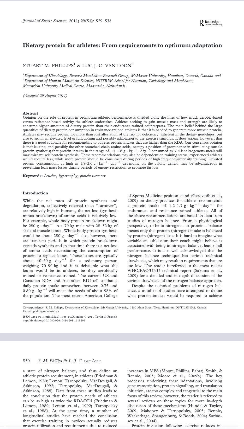 Dietary Protein for Athletes: from requirements to optimum adaptation.